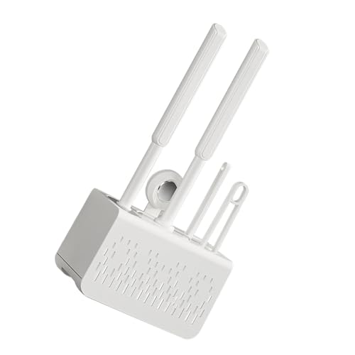 QUEENYARD WC-Bürste mit Saugnapf, 4-in-1-WC-Bürsten-Set mit Wandhalterungen, Badezimmer-Werkzeug für bodenstehende Installation und platzsparende Aufbewahrung von QUEENYARD