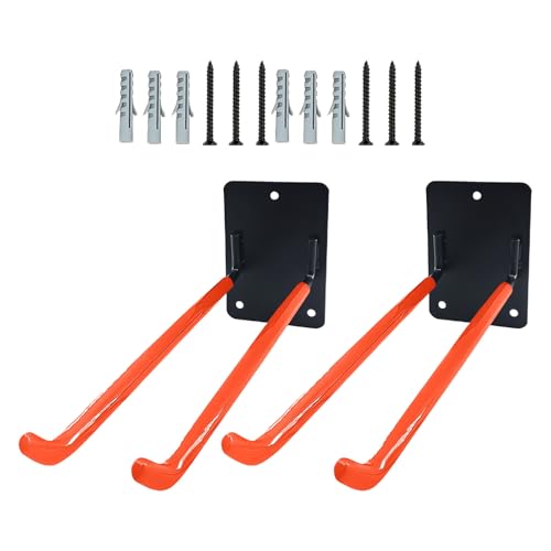 QUEENYARD Wandhaken aus Eisen, strapazierfähig, 25,4 cm, Garagenhaken zum Aufhängen von Leitern, Reifen, Werkzeugen mit Gummibeschichtung und Eisenkonstru, 2 Stück von QUEENYARD