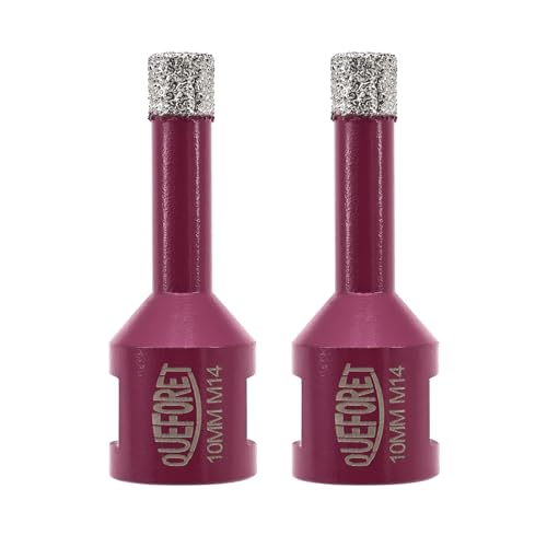 QUEFORET Diamant Fliesenbohrer Set 10mm x M14-2 Stücke Bohrkronen für Fliesen Keramik Porzellan Marmor Granit, für Winkelschleifer von QUEFORET