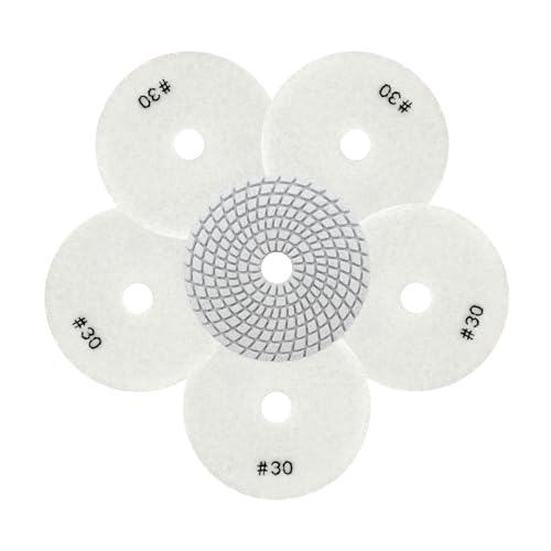 QUEFORET Diamant Polierpads Körnung 30-6 Stücke Nass Polierscheiben 100mm für Granit Marmor Quarz Kunststein, für Winkelschleifer von QUEFORET