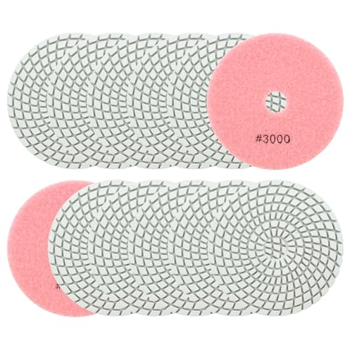QUEFORET Diamant Polierpads Körnung 3000-12 Stücke Nass Polierscheiben 100mm für Granit Marmor Quarz Kunststein, für Winkelschleifer von QUEFORET