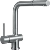 Quellmalz - Einhebelmischer mit Schlauchbrause - Edelstahl matt gebürstet, Hochdruck, Keramikkartusche von QUELLMALZ