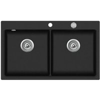 Granitspüle W-DB860 - Schwarz, Doppelbecken, ab 90er Unterschrank, 86 x 51 cm Granitspüle W-DB860 - Schwarz, Doppelbecken, ab 90er Unterschrank, 86 x 51 cm von QUELLMALZ