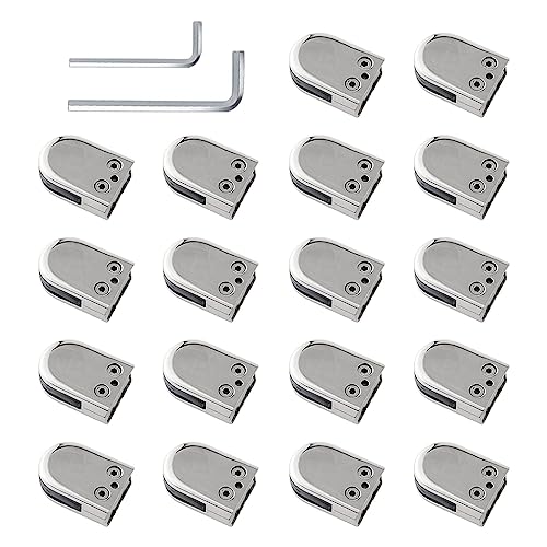Glasgeländer, 18 Stück Glasklemmen, Edelstahl 304, flache Rückseite, U-förmige Glasregalklemme, for 8–10–12 mm Glasbodenklemme, zuverlässiger(10mm) von QUEMUONN