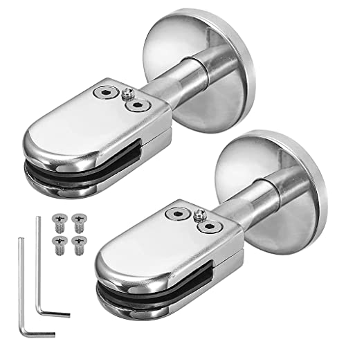 Glasgeländer, 2 Stück Glasklemmen 304 Edelstahl rund mit Stützpfosten unten Glasklemmen verstellbare Bodenklemme aus zuverlässiger(8~10mm,60mm high) von QUEMUONN