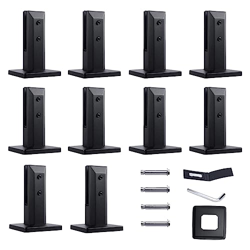 Glasgeländer, Edelstahl-Glasklemmen, verstellbar, Glasregalhalterungen for Geländer, Treppen, Glasbodenklemme, zuverlässiger(Black) von QUEMUONN