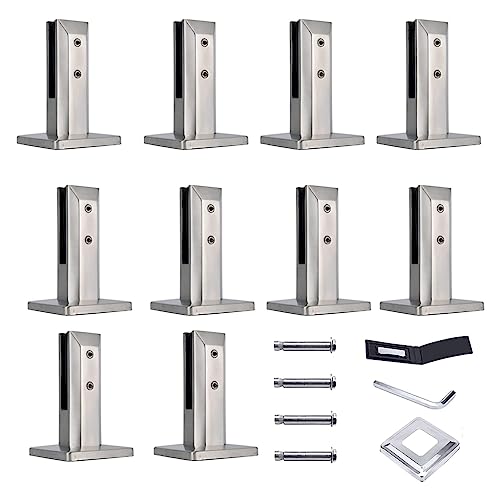 Glasgeländer, Edelstahl-Glasklemmen, verstellbar, Glasregalhalterungen for Geländer, Treppen, Glasbodenklemme, zuverlässiger(Silver) von QUEMUONN