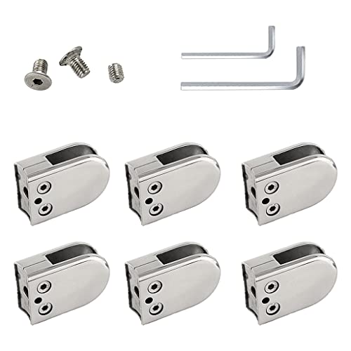 Glasgeländer, Glasklemmen, 6er-Pack, Glasklemmen, Edelstahl, rund, verstellbar, Glasklemmen, zuverlässiger Glasgeländer, Glasklemmen, 6er-Pack, Glasklemmen, Edelstahl, rund, verstellbar, Glasklemmen, zuverlässiger von QUEMUONN