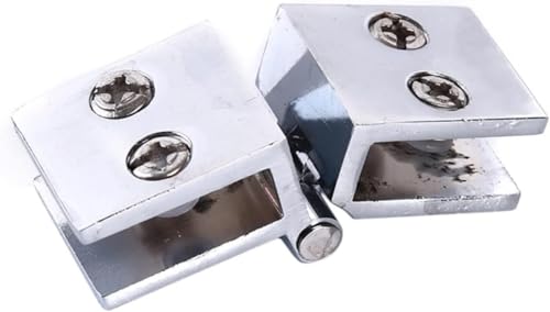 Glastürscharniere, 2PCS Zinklegierung Wandmontage Glasduschtürscharniere for Zuhause Badezimmermöbel Clip Silber verspiegelte Hardware Gemütlich von QUEMUONN