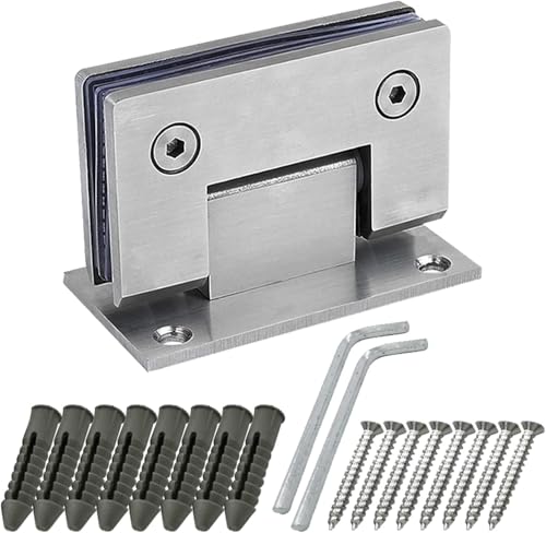 Glastürscharniere, 2er-Pack Tor-Edelstahl, Rostbeständigkeit, gebürstet, 90 Grad, rahmenloses, Heimklemme, Badezimmer-Duschtürscharnier, Hotel, gemütlich von QUEMUONN