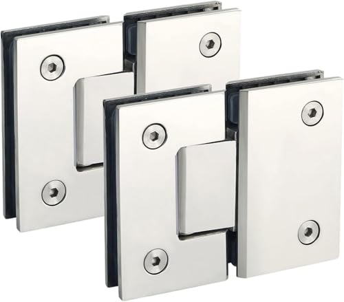Glastürscharniere, 2er-Pack robuste 180°-Glastürscharniere, Schrank-/Vitrinenclips, rahmenlose, schwenkbare Glasduschtürscharniere, Ersatzteile von QUEMUONN