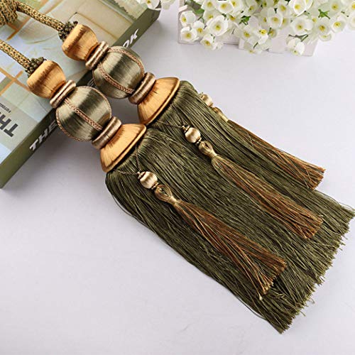 Raffhalter für Vorhänge, Raffhalter für Vorhänge, 1 Paar Luxus Europäischen Quaste Tieback Doppel Geflochtene Ball Gardinen Holdback Hause Dekoration Fenster Behandlung Acce(Army Green) von QUEMUONN