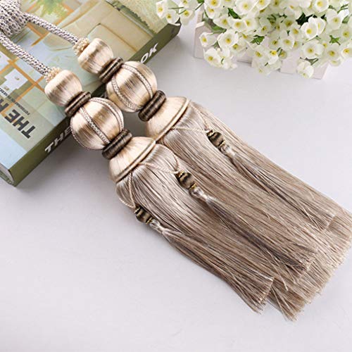 Raffhalter für Vorhänge, Raffhalter für Vorhänge, 1 Paar Luxus Europäischen Quaste Tieback Doppel Geflochtene Ball Gardinen Holdback Hause Dekoration Fenster Behandlung Acce(Beige) von QUEMUONN