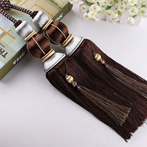 Raffhalter für Vorhänge, Raffhalter für Vorhänge, 1 Paar Luxus Europäischen Quaste Tieback Doppel Geflochtene Ball Gardinen Holdback Hause Dekoration Fenster Behandlung Acce(Brown) von QUEMUONN