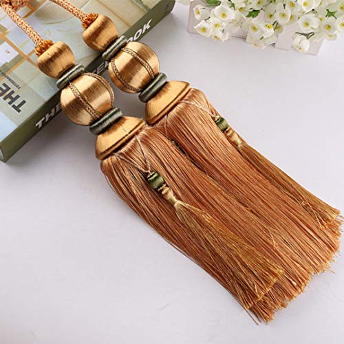 Raffhalter für Vorhänge, Raffhalter für Vorhänge, 1 Paar Luxus Europäischen Quaste Tieback Doppel Geflochtene Ball Gardinen Holdback Hause Dekoration Fenster Behandlung Acce(Copper) von QUEMUONN