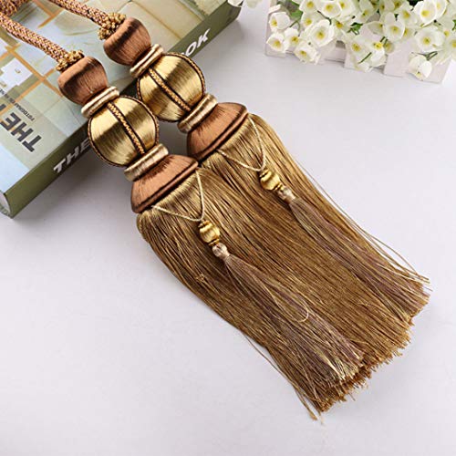 Raffhalter für Vorhänge, Raffhalter für Vorhänge, 1 Paar Luxus Europäischen Quaste Tieback Doppel Geflochtene Ball Gardinen Holdback Hause Dekoration Fenster Behandlung Acce(Gold) von QUEMUONN