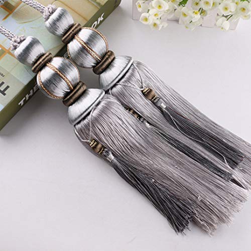 Raffhalter für Vorhänge, Raffhalter für Vorhänge, 1 Paar Luxus Europäischen Quaste Tieback Doppel Geflochtene Ball Gardinen Holdback Hause Dekoration Fenster Behandlung Acce(Light Grey) von QUEMUONN