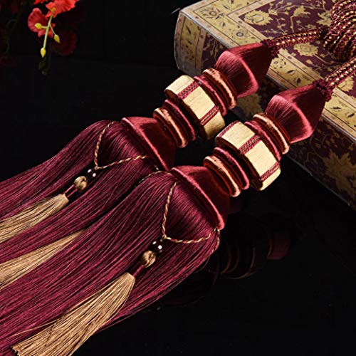 Raffhalter für Vorhänge, Raffhalter für Vorhänge, 1 Paar Luxus Europäischen Vorhang Quaste Raffhalter Fenster Gardinen Holdback for Dicke Vorhänge Wohnzimmer Schlafzimmer Win(Burgundy) von QUEMUONN