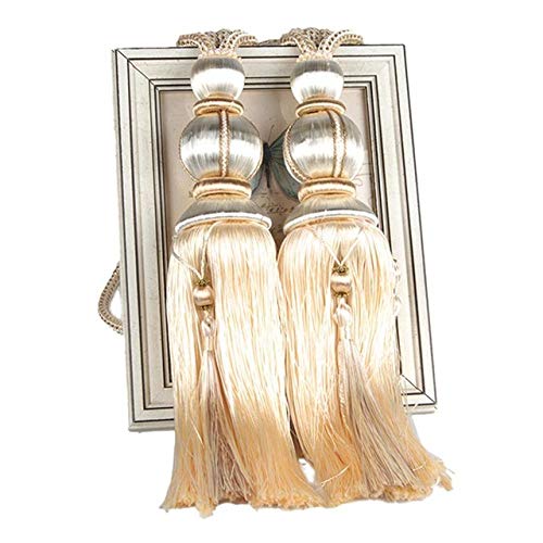 Raffhalter für Vorhänge, Raffhalter für Vorhänge, 1 Paar Seilrücken for Vorhangzubehör, Perlenkugel, Perlenquaste, Hängekugel, Burgunderrot(Beige) von QUEMUONN