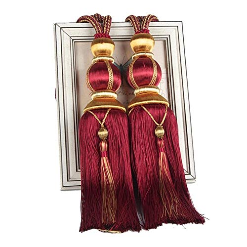 Raffhalter für Vorhänge, Raffhalter für Vorhänge, 1 Paar Seilrücken for Vorhangzubehör, Perlenkugel, Perlenquaste, Hängekugel, Burgunderrot(Burgundy) von QUEMUONN