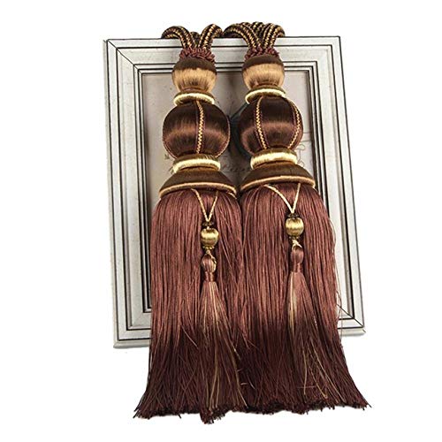 Raffhalter für Vorhänge, Raffhalter für Vorhänge, 1 Paar Seilrücken for Vorhangzubehör, Perlenkugel, Perlenquaste, Hängekugel, Burgunderrot(Dark Coffee) von QUEMUONN