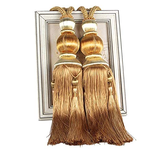 Raffhalter für Vorhänge, Raffhalter für Vorhänge, 1 Paar Seilrücken for Vorhangzubehör, Perlenkugel, Perlenquaste, Hängekugel, Burgunderrot(Gold) von QUEMUONN