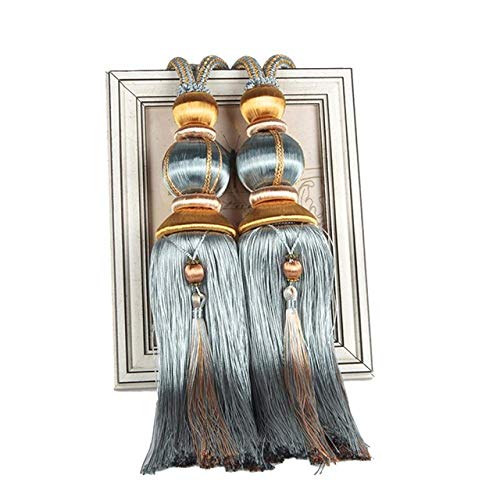 Raffhalter für Vorhänge, Raffhalter für Vorhänge, 1 Paar Seilrücken for Vorhangzubehör, Perlenkugel, Perlenquaste, Hängekugel, Burgunderrot(Light Blue) von QUEMUONN