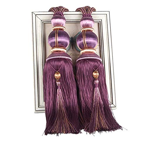 Raffhalter für Vorhänge, Raffhalter für Vorhänge, 1 Paar Seilrücken for Vorhangzubehör, Perlenkugel, Perlenquaste, Hängekugel, Burgunderrot(Purple) von QUEMUONN