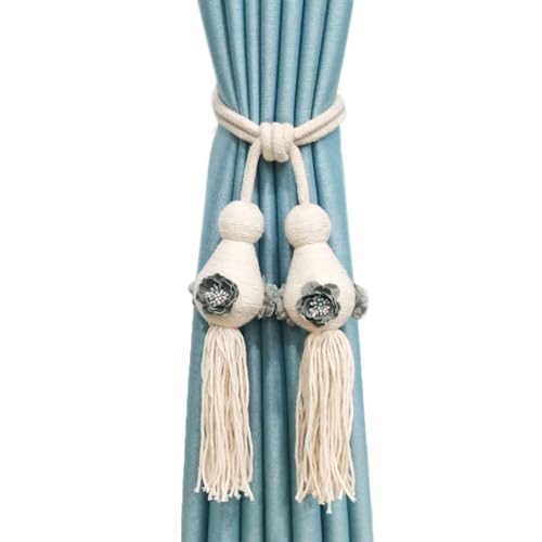 Raffhalter für Vorhänge, Raffhalter für Vorhänge, 1 Paar kreative Rücken Seil Home dekorative Quaste Vorhang Schnalle Gardinen Holdbacks Quasten(Gray) von QUEMUONN