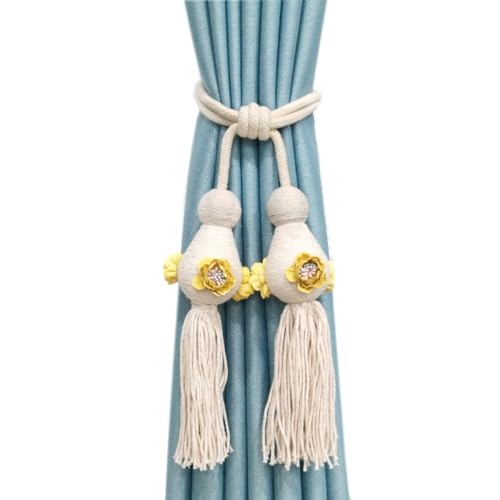 Raffhalter für Vorhänge, Raffhalter für Vorhänge, 1 Paar kreative Rücken Seil Home dekorative Quaste Vorhang Schnalle Gardinen Holdbacks Quasten(Yellow) von QUEMUONN