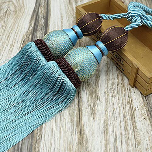 Raffhalter für Vorhänge, Raffhalter für Vorhänge, 1 Stück Polyester-Quastenrückseite, handgefertigt, hängende Kugelquasten, Fransenvorhänge, Halter, Schnalle, Seil, Dekoration, Raumzubehör, 4(10) von QUEMUONN