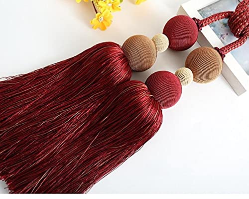 Raffhalter für Vorhänge, Raffhalter für Vorhänge, 1 x Vorhang-Aufhängekugel, Vorhanghaken, Verband, Laschengurt, Quaste, Raffhalter, Schnalle, Heimdekoration, rot, China(Red) von QUEMUONN