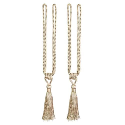Raffhalter für Vorhänge, Raffhalter für Vorhänge, 2 Stück Quaste hinten Heimdekoration Gold Vorhang Schnallen Bindeseil Vorhanghalter Zubehör, Golden(Beige) von QUEMUONN
