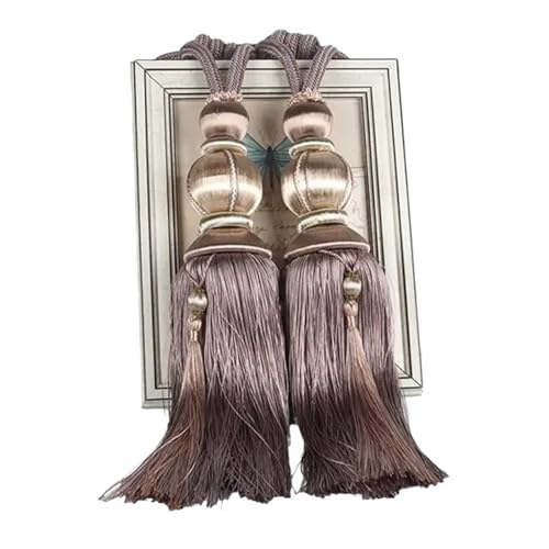 Raffhalter für Vorhänge, Raffhalter für Vorhänge, 2PCS Seilrücken for Vorhangzubehör Perlenkugel Perlenquaste Hängekugel(Brown) von QUEMUONN