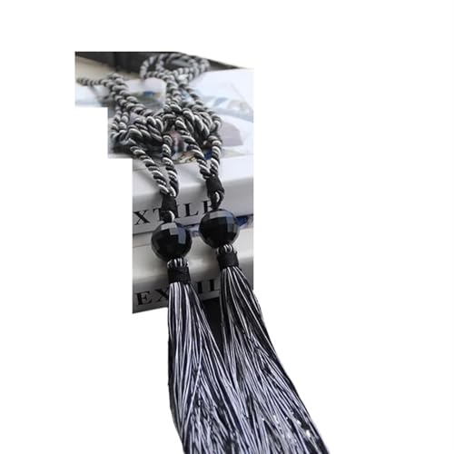 Raffhalter für Vorhänge, Raffhalter für Vorhänge, 2Pcs Quasten zurück DIY Zimmer Zubehör Perle Hängen Ball Holdback Krawatte Seil Hause Dekorative(Black) von QUEMUONN