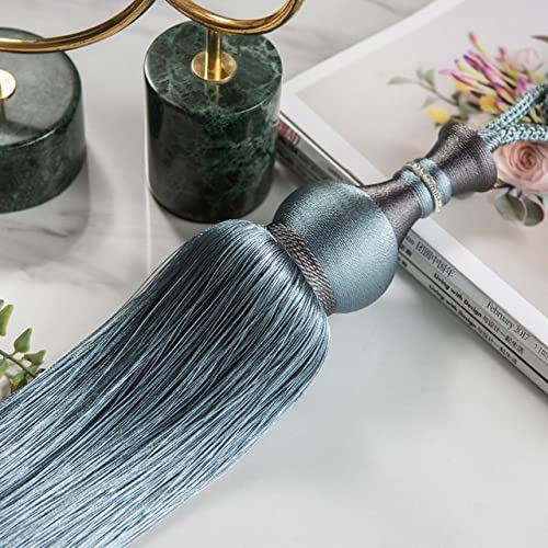 Raffhalter für Vorhänge, Raffhalter für Vorhänge, Ein Paar Fransen-Rückenseil, Fenstervorhang, Dekoration, Tür, hängende Kugel, Quaste, Zubehör, fester Verband, Graublau(Grey Blue) von QUEMUONN