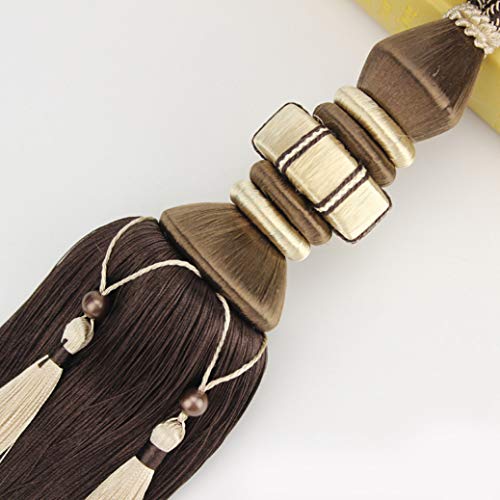 Raffhalter für Vorhänge, Raffhalter für Vorhänge, Europa Hängende Quasten for Fenster Luxus zurück Kugel for Wohnzimmer Home Office Gardinenhalter(Dark Coffee) von QUEMUONN