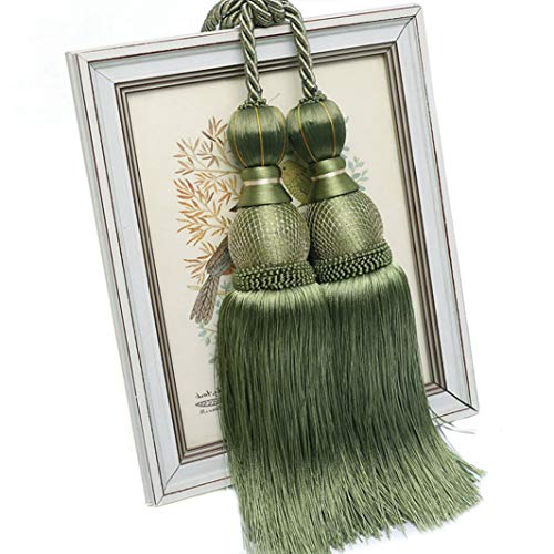 Raffhalter für Vorhänge, Raffhalter für Vorhänge, Exquisite Quasten-Fransen-Rückseiten, Wohnzimmer, Schlafzimmer, hängende Bälle for Veranda-Vorhang-Halteseil(Army Green) von QUEMUONN