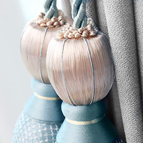 Raffhalter für Vorhänge, Raffhalter für Vorhänge, Exquisite Quasten-Fransen-Rückseiten, Wohnzimmer, Schlafzimmer, hängende Bälle for Veranda-Vorhang-Halteseil(Blue) von QUEMUONN