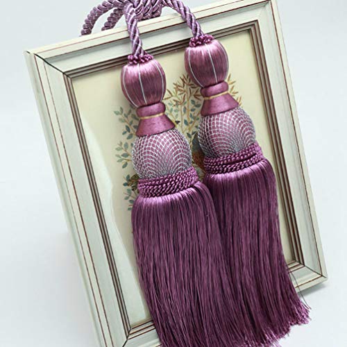 Raffhalter für Vorhänge, Raffhalter für Vorhänge, Exquisite Quasten-Fransen-Rückseiten, Wohnzimmer, Schlafzimmer, hängende Bälle for Veranda-Vorhang-Halteseil(Dark Purple) von QUEMUONN