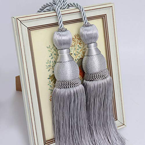 Raffhalter für Vorhänge, Raffhalter für Vorhänge, Exquisite Quasten-Fransen-Rückseiten, Wohnzimmer, Schlafzimmer, hängende Bälle for Veranda-Vorhang-Halteseil(Gray) von QUEMUONN