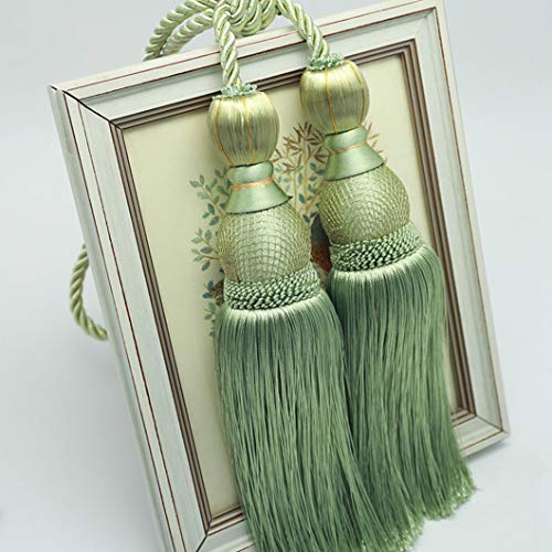 Raffhalter für Vorhänge, Raffhalter für Vorhänge, Exquisite Quasten-Fransen-Rückseiten, Wohnzimmer, Schlafzimmer, hängende Bälle for Veranda-Vorhang-Halteseil(Green) von QUEMUONN