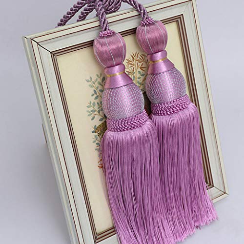 Raffhalter für Vorhänge, Raffhalter für Vorhänge, Exquisite Quasten-Fransen-Rückseiten, Wohnzimmer, Schlafzimmer, hängende Bälle for Veranda-Vorhang-Halteseil(Light Purple) von QUEMUONN