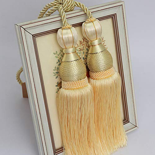 Raffhalter für Vorhänge, Raffhalter für Vorhänge, Exquisite Quasten-Fransen-Rückseiten, Wohnzimmer, Schlafzimmer, hängende Bälle for Veranda-Vorhang-Halteseil(Light Yellow) von QUEMUONN