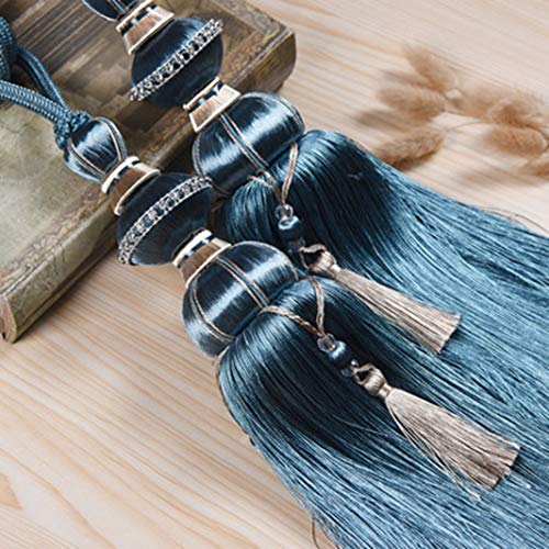 Raffhalter für Vorhänge, Raffhalter für Vorhänge, Luxus Europäischen Vorhang Quaste Fringe Raffhalter Riemen Wohnzimmer Schlafzimmer Fenster Gardinen Holdback for Home Offi(Blue) von QUEMUONN