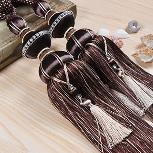 Raffhalter für Vorhänge, Raffhalter für Vorhänge, Luxus Europäischen Vorhang Quaste Fringe Raffhalter Riemen Wohnzimmer Schlafzimmer Fenster Gardinen Holdback for Home Offi(Dark Coffee) von QUEMUONN