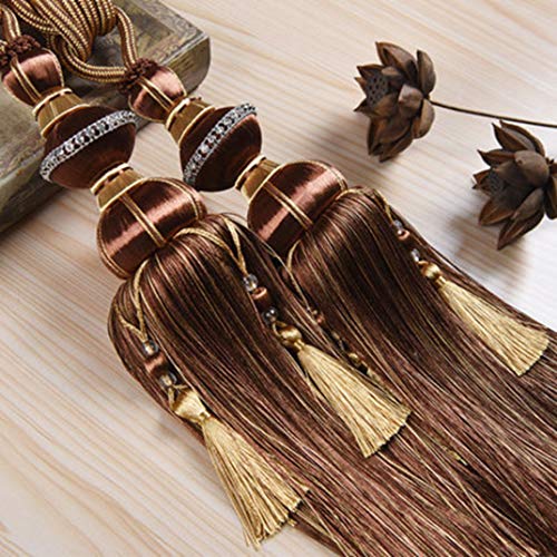 Raffhalter für Vorhänge, Raffhalter für Vorhänge, Luxus Europäischen Vorhang Quaste Fringe Raffhalter Riemen Wohnzimmer Schlafzimmer Fenster Gardinen Holdback for Home Offi(Double Coffee) von QUEMUONN