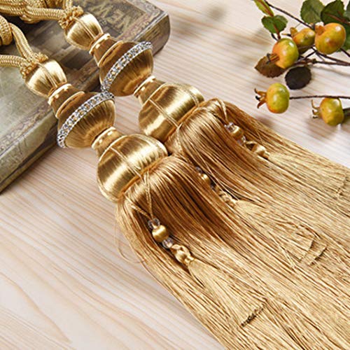 Raffhalter für Vorhänge, Raffhalter für Vorhänge, Luxus Europäischen Vorhang Quaste Fringe Raffhalter Riemen Wohnzimmer Schlafzimmer Fenster Gardinen Holdback for Home Offi(Gold Yellow) von QUEMUONN