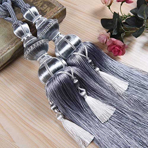 Raffhalter für Vorhänge, Raffhalter für Vorhänge, Luxus Europäischen Vorhang Quaste Fringe Raffhalter Riemen Wohnzimmer Schlafzimmer Fenster Gardinen Holdback for Home Offi(Gray) von QUEMUONN