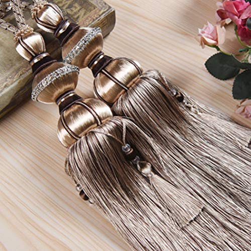 Raffhalter für Vorhänge, Raffhalter für Vorhänge, Luxus Europäischen Vorhang Quaste Fringe Raffhalter Riemen Wohnzimmer Schlafzimmer Fenster Gardinen Holdback for Home Offi(Khaki) von QUEMUONN